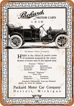 1910 Packard Motor Cars - Metal Sign