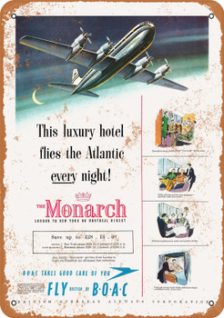 1954 Fly BOAC Monarch - Metal Sign