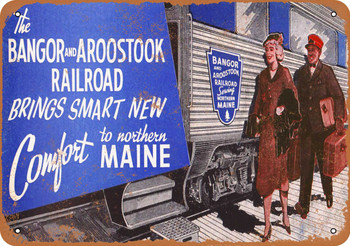 1956 Bangor and Aroostook Passenger Service - Metal Sign