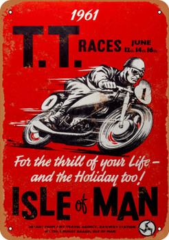 1961 Isle of Man Motorcycle Races - Metal Sign