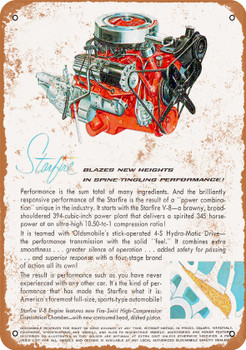1962 Oldsmobile Starfire V-8 Engine - Metal Sign