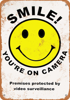 Smile You're On Camera Metal Sign