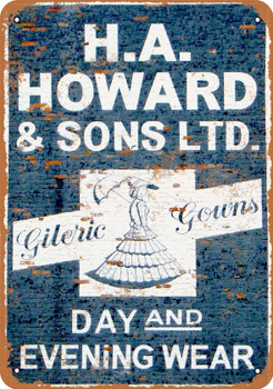 HA Howard Gowns and Evening Wear Metal Sign