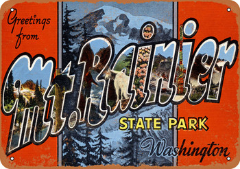 Greetings from Mt. Rainier - Metal Sign