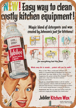 1953 Johnson Jubilee Kitchen Wax Metal Sign
