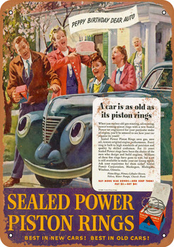 1945 Sealed Power Piston Rings - Metal Sign