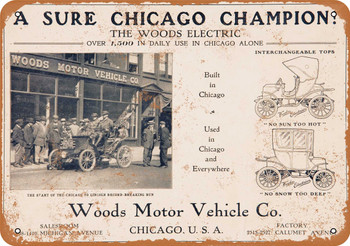 1908 Woods Electric Cars - Metal Sign