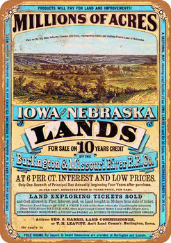 Iowa & Nebraska Land for Sale Metal Sign