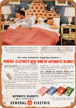 1950 General Electric Automatic Blankets - Metal Sign