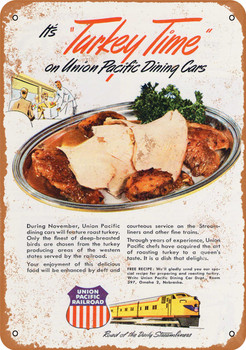 1950 Union Pacific Dining Cars Metal Sign