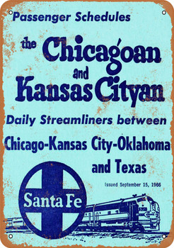 1966 Santa Fe Chicagoan and Kansas Cityan - Metal Sign