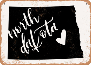 North Dakota Heart - Metal Sign