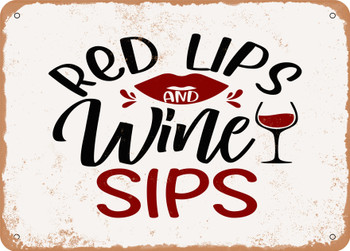 Red Lips and Wine Sips - 2 - Metal Sign