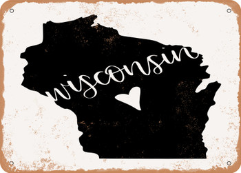 Wisconsin Heart - Metal Sign