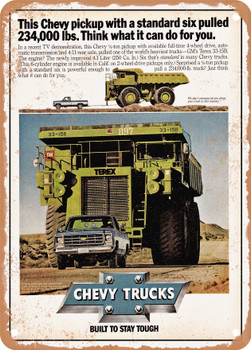 1979 Chevy Pickup GM Terex Earthmover Vintage Ad - Metal Sign