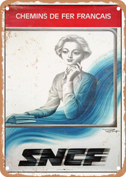 1977 French National Railway Company, SNCF Vintage Ad - Metal Sign