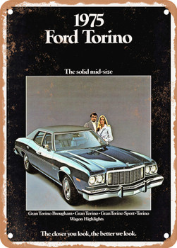 1975 Ford Torino Vintage Ad - Metal Sign