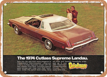 1974 Oldsmobile Cutlass Supreme Landau Vintage Ad - Metal Sign