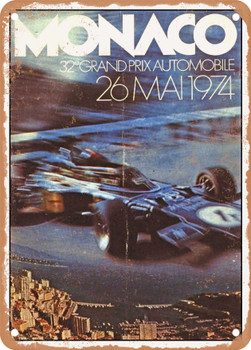 1974 Monaco 32e Grand Prix Automobile Vintage Ad - Metal Sign