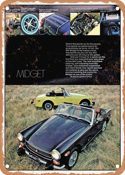 1974 MG Midget Vintage Ad - Metal Sign