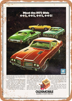 1972 Oldsmobile 4 4 2 Vintage Ad - Metal Sign