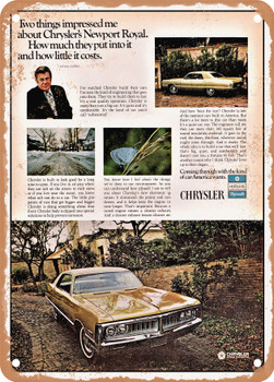 1972 Chrysler Newport Royal with Arthur Godfrey Vintage Ad - Metal Sign
