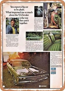 1972 Chrysler New Yorker with Arthur Godfrey Vintage Ad - Metal Sign