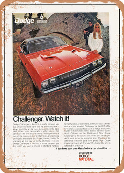 1970 Dodge Challenger Vintage Ad - Metal Sign