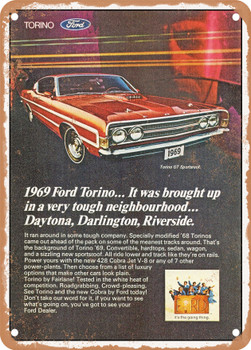 1969 Ford Torino Vintage Ad - Metal Sign