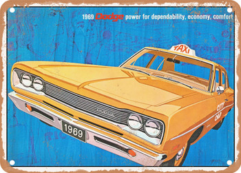 1969 Dodge Taxis Vintage Ad - Metal Sign