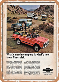 1969 Chevy Sports Recreation Department Vintage Ad - Metal Sign