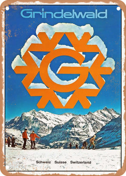 1968 Grindelwald Switzerland Vintage Ad - Metal Sign