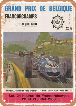 1968 Grand Prix de Belgique, Francorchamps Vintage Ad - Metal Sign