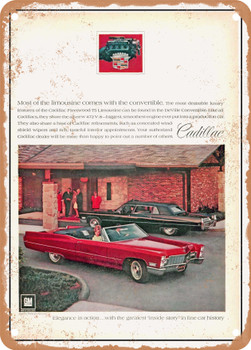 1968 Cadillac Fleetwood Deville Convertible Vintage Ad - Metal Sign