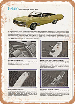 1968 Buick GS 400 Convertible Vintage Ad - Metal Sign