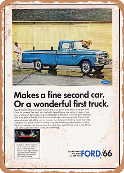 1966 Ford Pickup Vintage Ad - Metal Sign