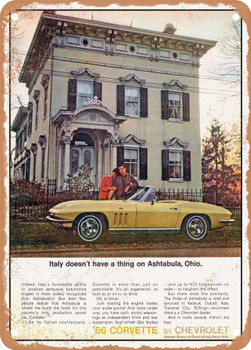 1966 Chevy Corvette Sting Ray Convertible Vintage Ad - Metal Sign