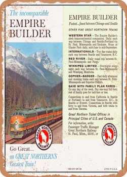 1964 The Incomparable Empire Builder Go Great. on Great Northerns Greatest Train Vintage Ad - Metal Sign