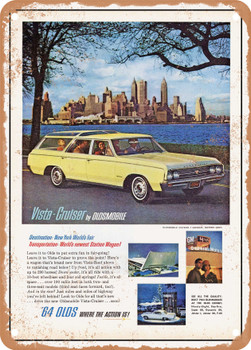 1964 Oldsmobile Vista Cruiser Vintage Ad - Metal Sign