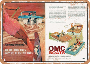 1963 New From Outboard Marine. The Best Thing Thats Happened To Water In Years Omc Boats Vintage Ad - Metal Sign