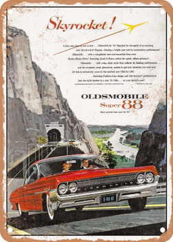 1961 Oldsmobile Super 88 Skyrocket Vintage Ad - Metal Sign