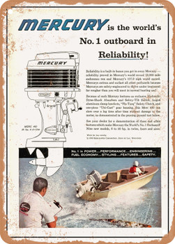 1960 Mercury Is the Worlds No 1 Outboard in Reliability Vintage Ad - Metal Sign