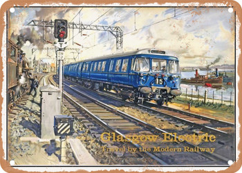1960 Glasgow Electric British Railways Vintage Ad - Metal Sign