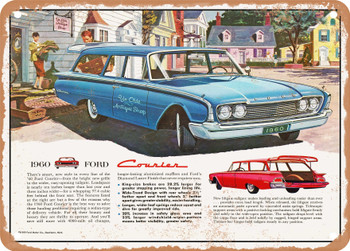 1960 Ford Courier Sedan Delivery Vintage Ad - Metal Sign