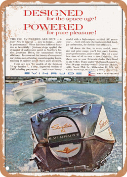 1960 Designed for the Space Age Powered for Pure Pleasure Evinrude Starflite III Vintage Ad - Metal Sign