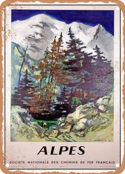 1960 Alpes: French National Railway Company Vintage Ad - Metal Sign