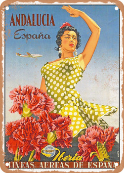 1959 Andalusia, Spain Iberia, Spanish Airlines Vintage Ad - Metal Sign