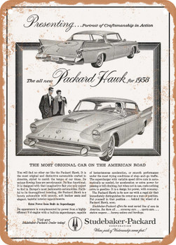 1958 Packard Hawk Vintage Ad - Metal Sign