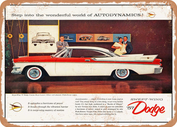 1957 Dodge Custom Royal Lancer 2 Door Hardtop Vintage Ad - Metal Sign