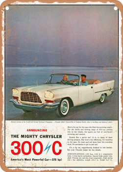 1957 Chrysler 300 C Convertible Vintage Ad - Metal Sign
